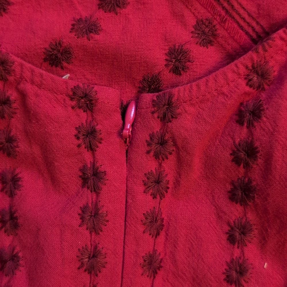 NWT Free People Juni Mini Dress Red Embroidered Cross Back  Size M - Picture 10 of 10